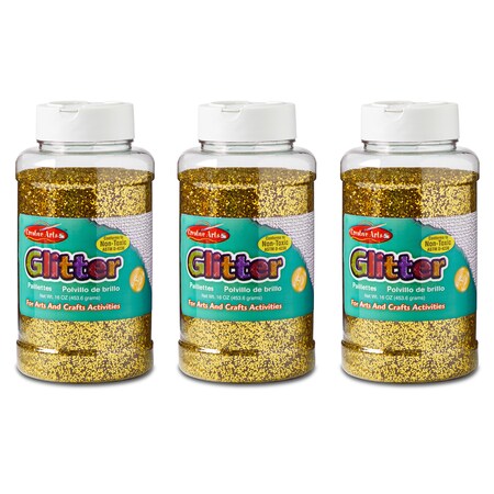 Charles Leonard Creative Arts Glitter, 1 lb. Bottle, Gold, PK3 41170